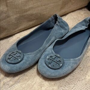 Women's Tory Burch powder Blue suede Ballet Flats
